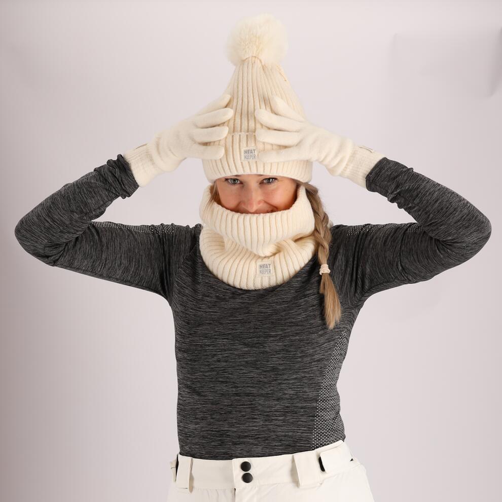 Thermoset dames - Handschoenen/Muts/Nekwarmer - Offwhite - 4x Set 2/5