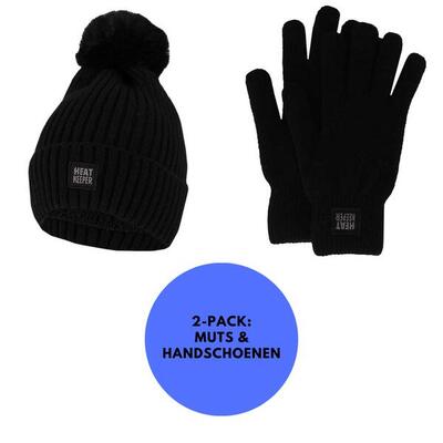 Thermo set dames handschoenen/muts - zwart - onesize