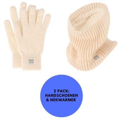 Thermo set dames - handschoenen/nekwarmers - off white - onesize
