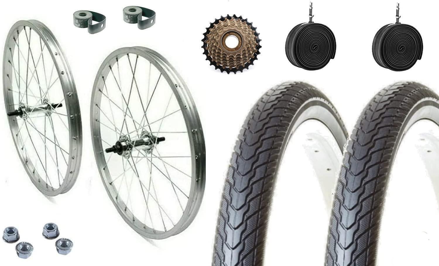 MADICKS COPPIA CERCHI POSTERIORE + ANTERIORE 26 X 1.75 + COPERTONI + CAMERE + PIGNONE 6