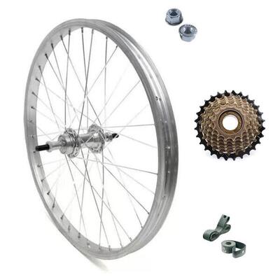 RUOTA POSTERIORE BICI 28 x 1.75 + RUOTA LIBERA 7 VELOCITA + DADI E FLAP BICIC