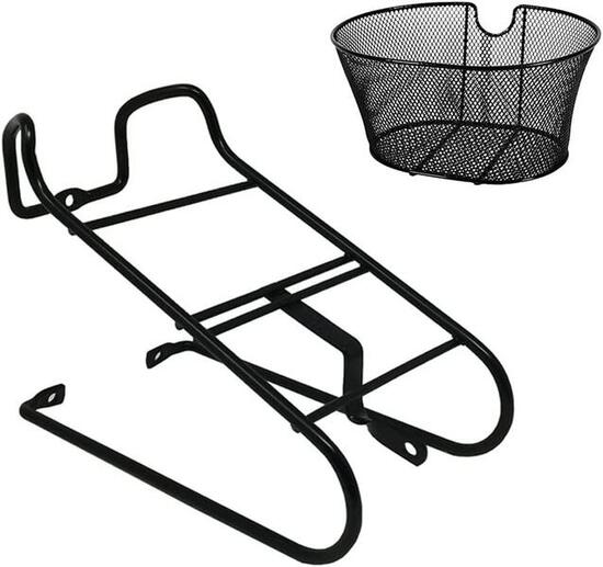 Kit Portacesto Anteriore + Cestino Ovale Nero Per Bici Bicicletta 24/26/28