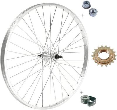 RUOTA POSTERIORE BICI 28 x 1.75 1v + RUOTA LIBERA 18 DENTI. DADI E FLAP BICICLET