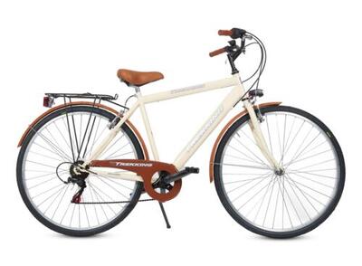 Bicicletta Uomo Passeggio Misura 28 Bici da città con Cambio Beige Vintage Retrò