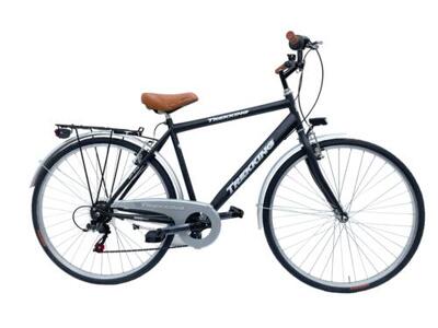 Bicicletta Uomo Passeggio Misura 28 Bici da città con Cambio Nero Vintage Retrò