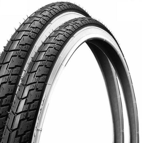 Coppia Copertone 700 X 35 C (28 5/8 3/8) Bianco/Nero Per Bici 28" Bicicletta