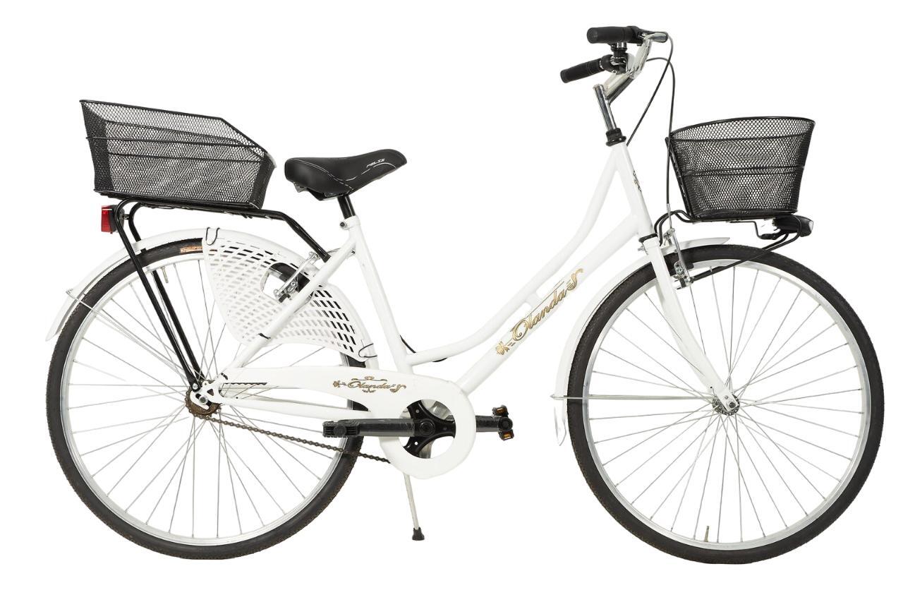 MADICKS Bicicletta Donna Da Passeggio Misura 26 Bici Città Vintage Con 2 Cestini Bianca
