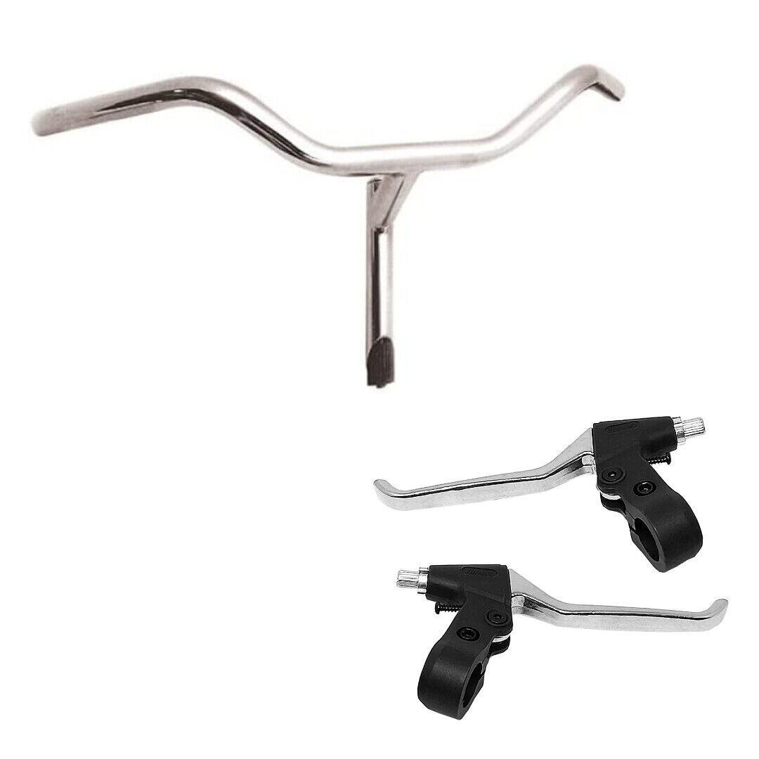 MADICKS MANUBRIO CROMATO IN ACCIAO + COPPIA LEVE FRENO UNIVERSALI-BICICLETTA OLANDA