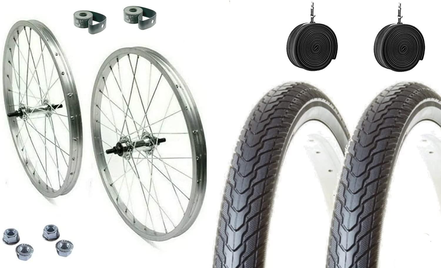 MADICKS Coppia Ruote Bici Complete 28x1.75 1v Cerchio + Copertone + Camera + Dadi E Flap