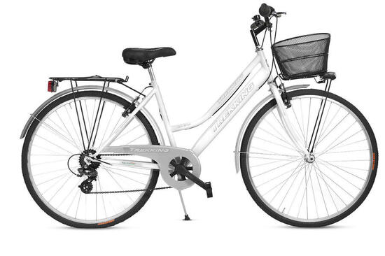 Bicicletta Donna Passeggio Misura 28 Bici Da Città Con Cambio E Cestino Bianca