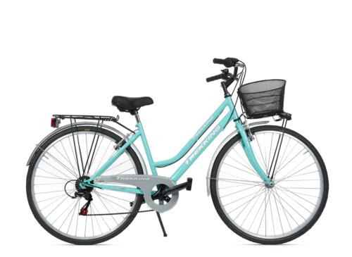 MADICKS Bicicletta Donna Passeggio Misura 28 Bici da città con Cambio e Cestino Tiffany