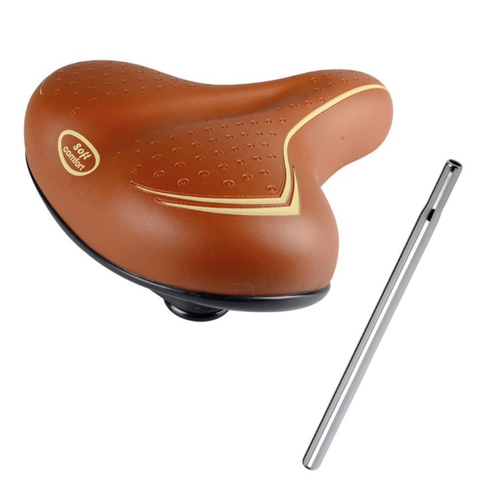 MADICKS SELLA MARRONE BEIGE PER BICI CITY BIKE CONFORT COMODA UNISEX + TUBO SELLA CROMAT