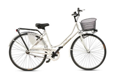 Bicicletta Donna da Passeggio Misura 26 Bici da città Vintage con Cestino Bianca