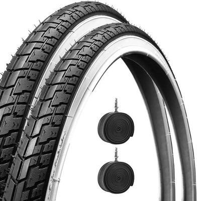COPPIA COPERTONE 700 X 35 C (28 5/8 1/8) + CAMERE D'ARIA BIANCO/NERO PER BICI 28