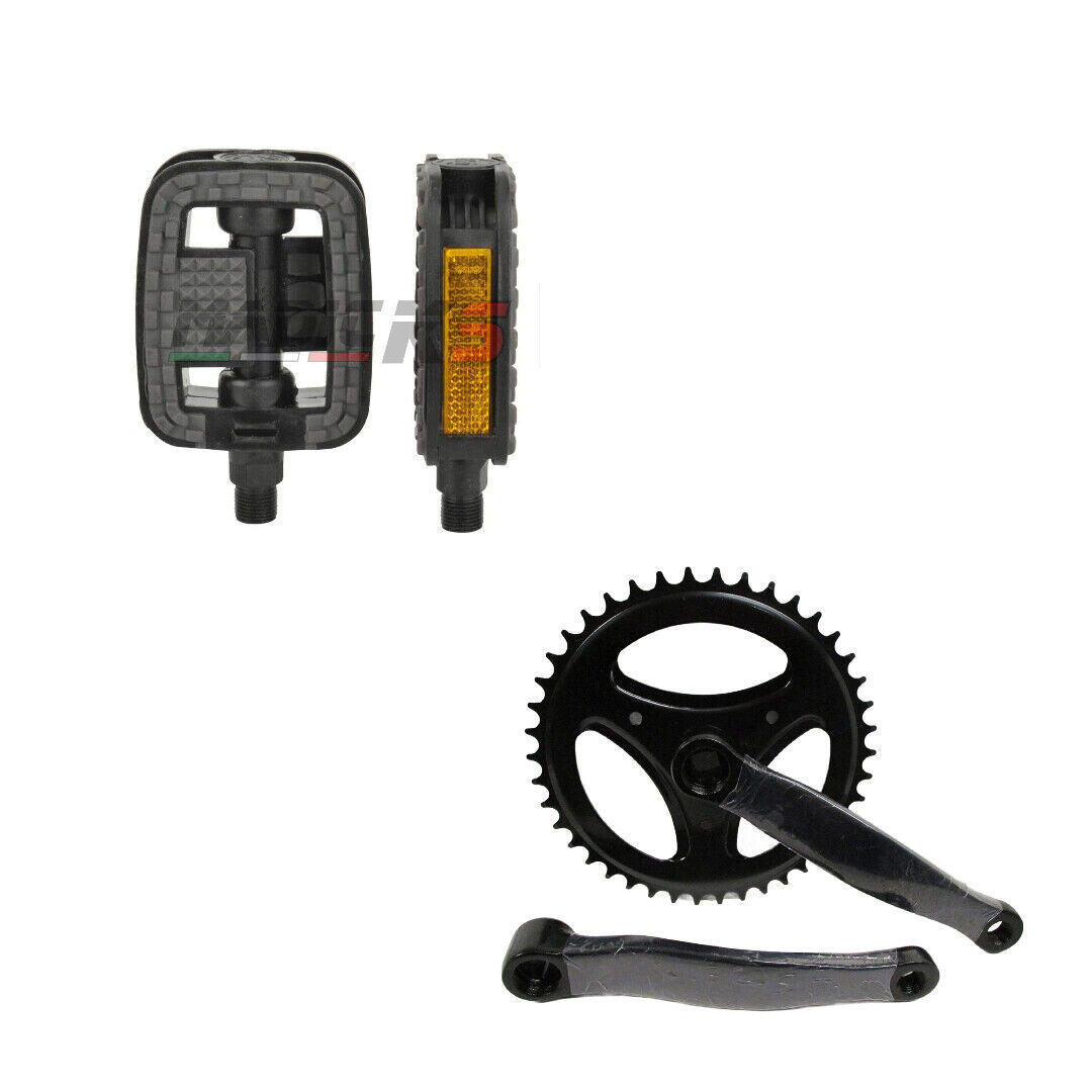 MADICKS KIT GUARNITURA CORONA BICICLETTA  42 DENTI+COPPIA PEDALI -BICI BIKE