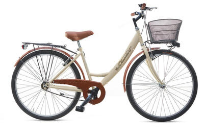 Bicicletta Donna da Passeggio Beige Monotubo Misura 26 Bici da città con Cestino