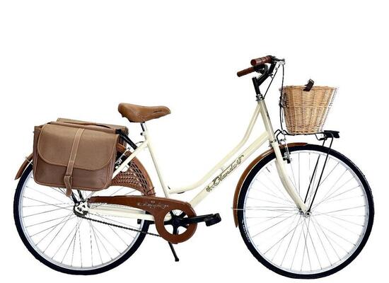 Bicicletta Donna Da Passeggio 26 Bici Città Vintage Con Cestino In Vimini E Bors