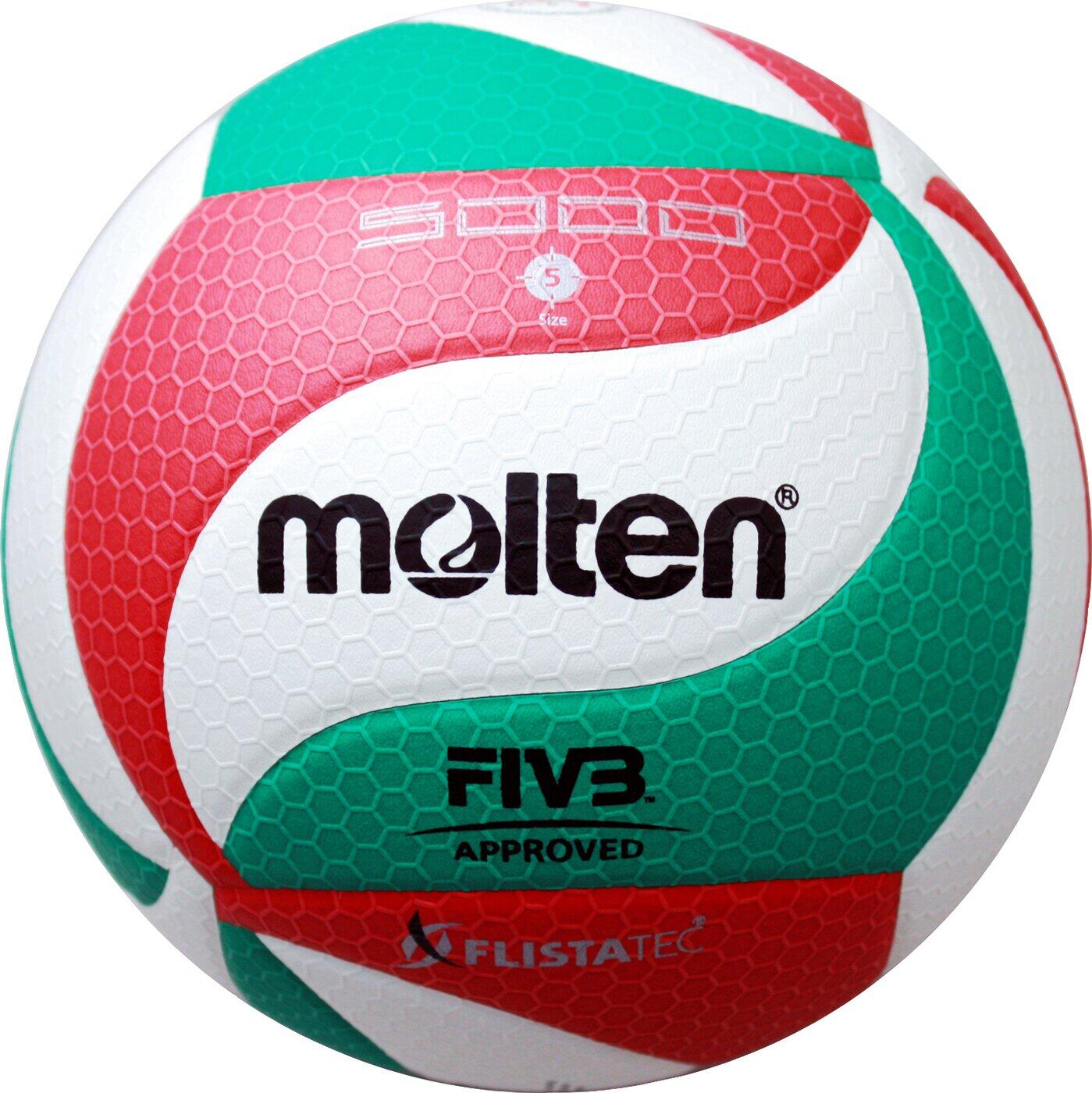 MOLTEN V5M5000-DE Wettspiel-Volleyball Größe 5 Weiß-Grün-Rot 2/3
