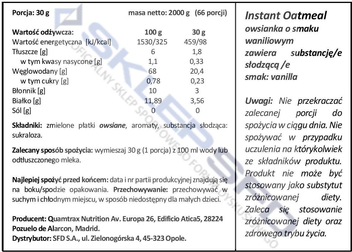 Aromatisierte Haferflocken - 2 kg Cookies & Cream Quamtrax 2/6