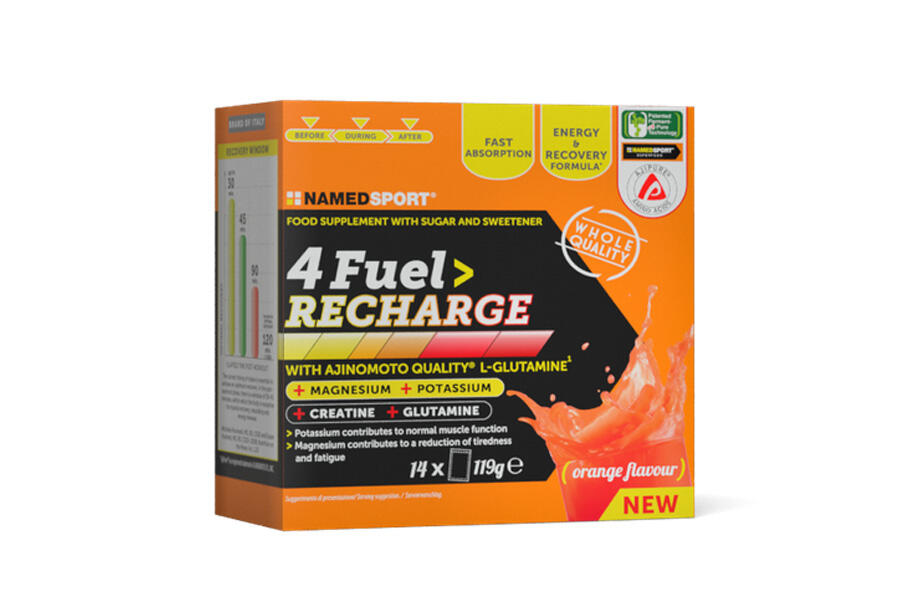 Named sport - 4 fuel recharge sabor laranja 14 monodoses - recupera a energia
