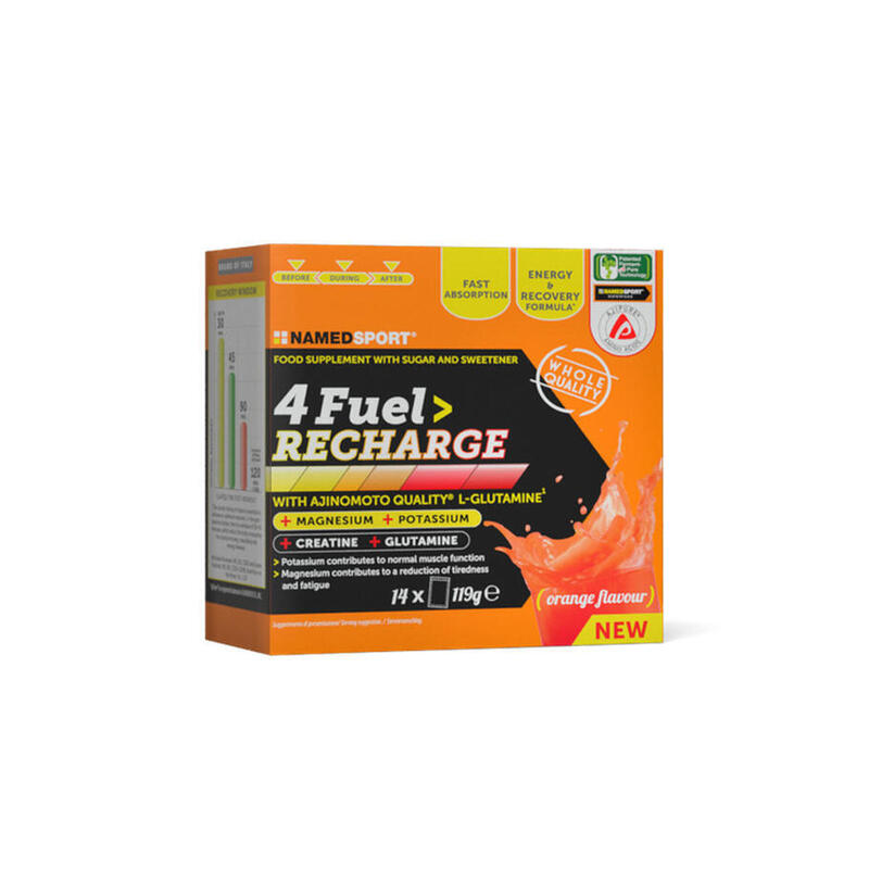 Named Sport - 4 Fuel Recharge sabor Laranja 14 monodoses - Recupera a energia PROMOÇÃO      17,65€ 24,00€ -26%    * 16/06/2025 até rutura de stock  Preço por quantidade 11,04€kg NAMEDSPORT Named Sport - 4 Fuel Recharge sabor Laranja 14 monodoses - Recupera a energiaVendido e expedido por: Sports Lab PT    