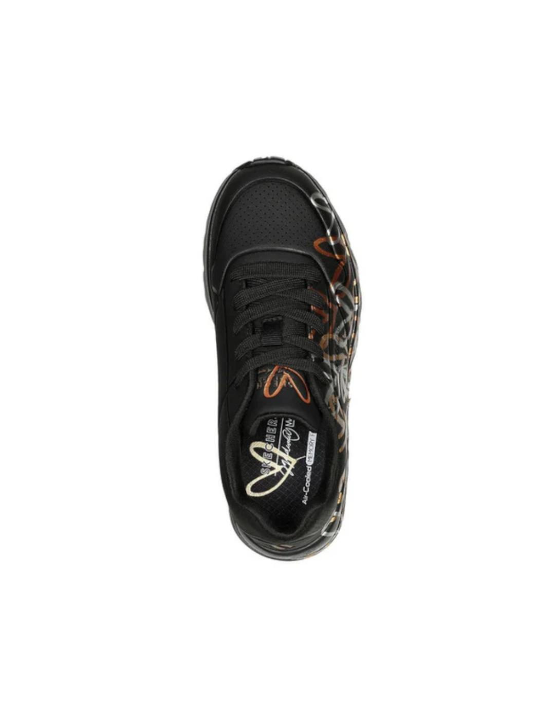Chaussures pour fille Skechers Uno Lite Metallic Love Noir 3/5