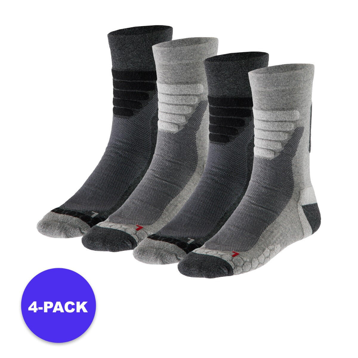XTREME Xtreme – Unisex-Wandersocken – Multi-Grau – 4 Paar – Wandersocken für Herren und