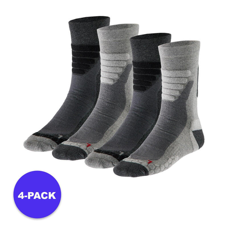 Xtreme - Chaussettes de randonnée unisexes - Multi Gris - 4 paires - Chaussettes