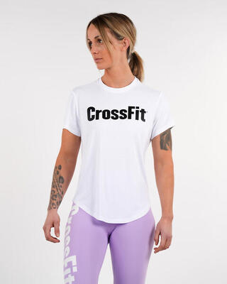 T-shirt korte mouwen crosstraining dames regular fit epaulet wit