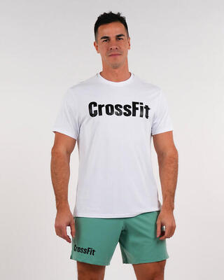 T-shirt korte mouwen crosstraining heren regular fit plain wit