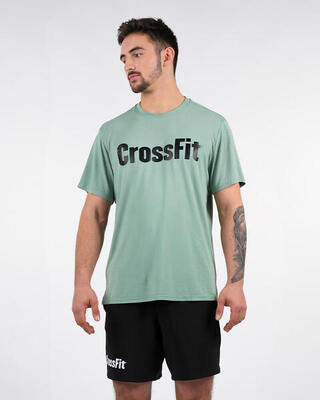 T-shirt korte mouwen crosstraining heren regular fit plain groen