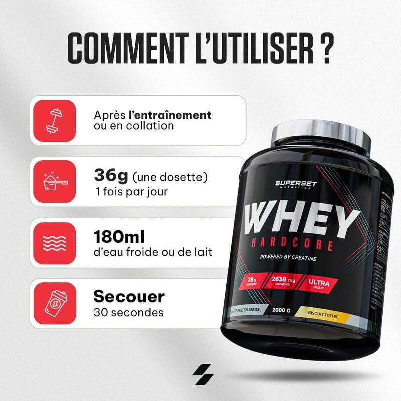 Whey Protéine | Whey Hardcore (2kg) | Praliné Noisette