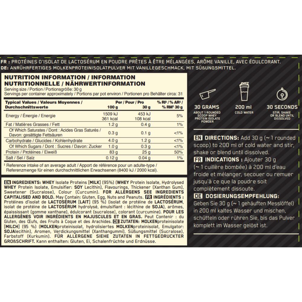 Wei-isolaat - 100% Isolaat Gold Standard (930g) - Vanille 4/6