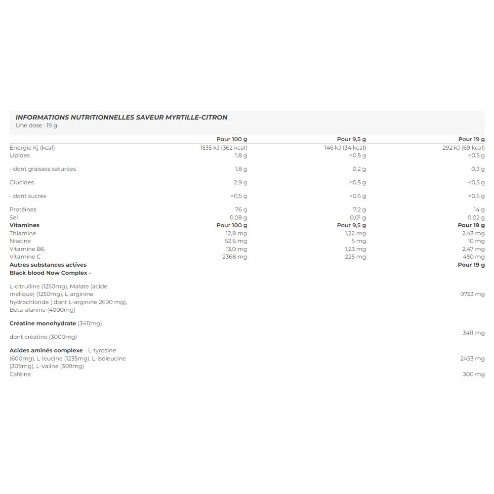 Pre-workout - Zwart Bloed Nox+ (330g) - Bosbessen & Citroen 2/4