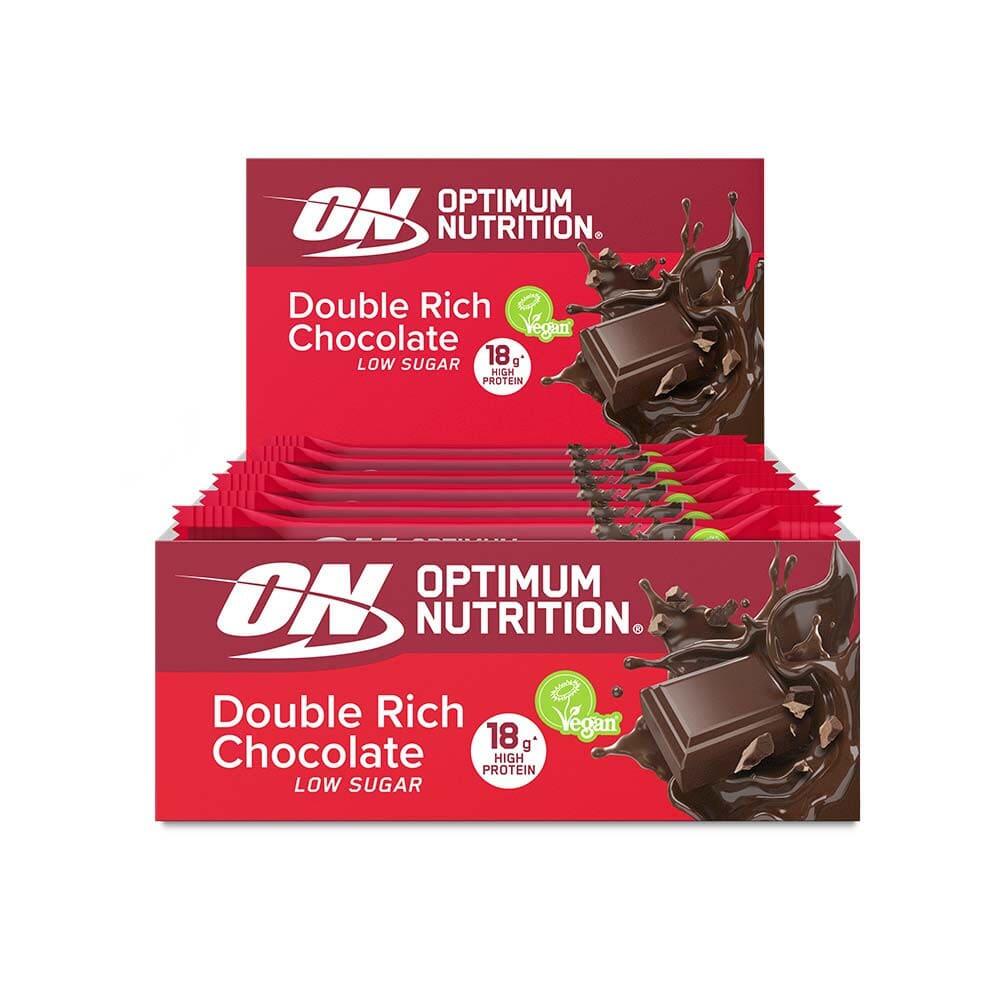 OPTIMUM NUTRITION Veganistische Repen - Blik Plantaardige Eiwitreep (12x60g) - Dubbele Chocolade