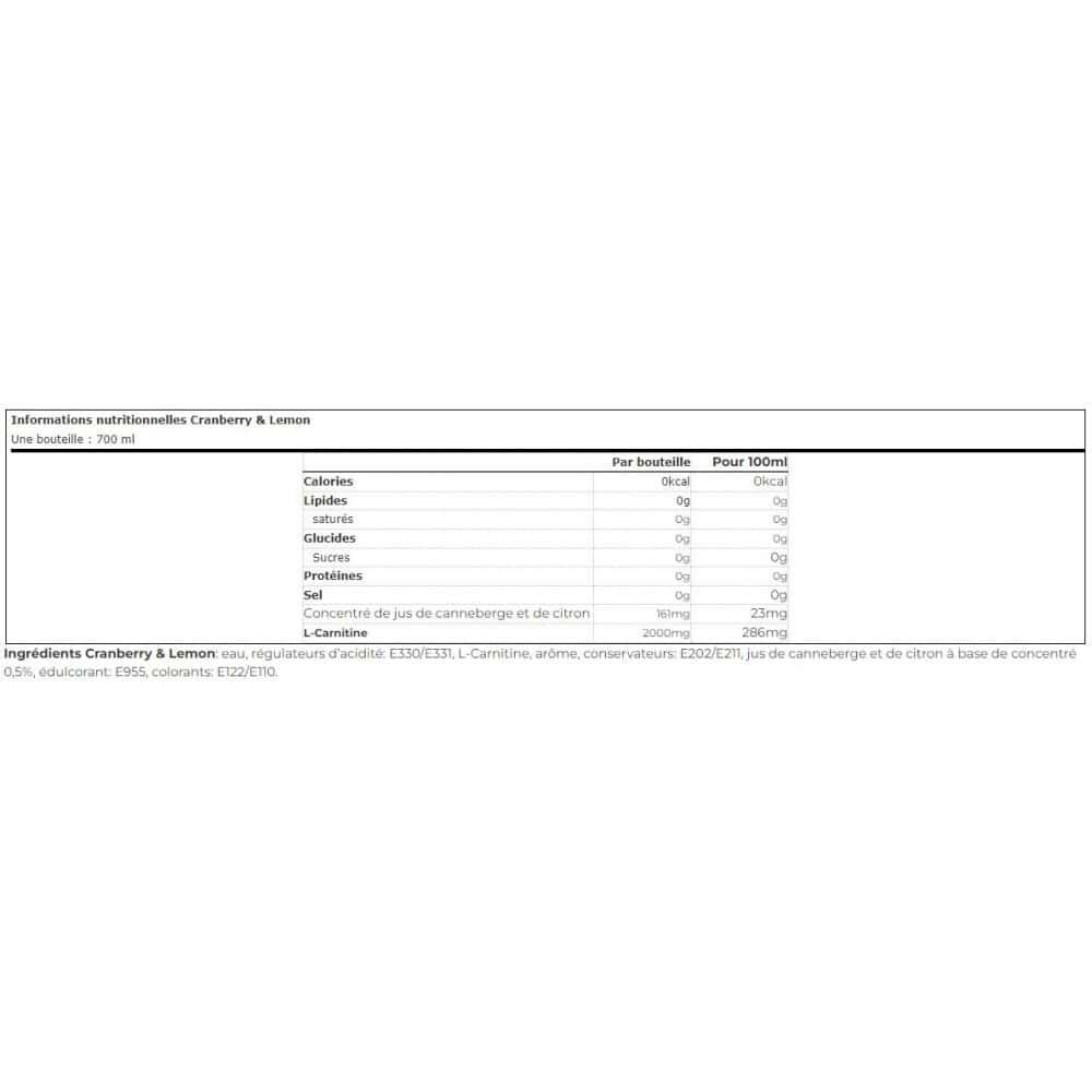 L-CARNITINE 2000 mg met natuurlijk sap - Cranberry-Lemon - NUL CALORIE - 700 ml 5/5