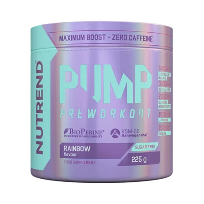 Pre-workout bez kofeinu PUMP, 225 g, rainbow