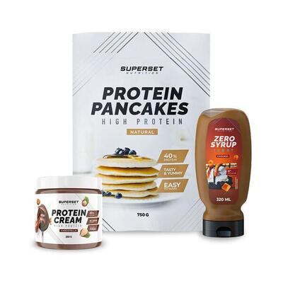 Brofast pack - pancakes natuur - protein cream chocotella + zero syrup karamel