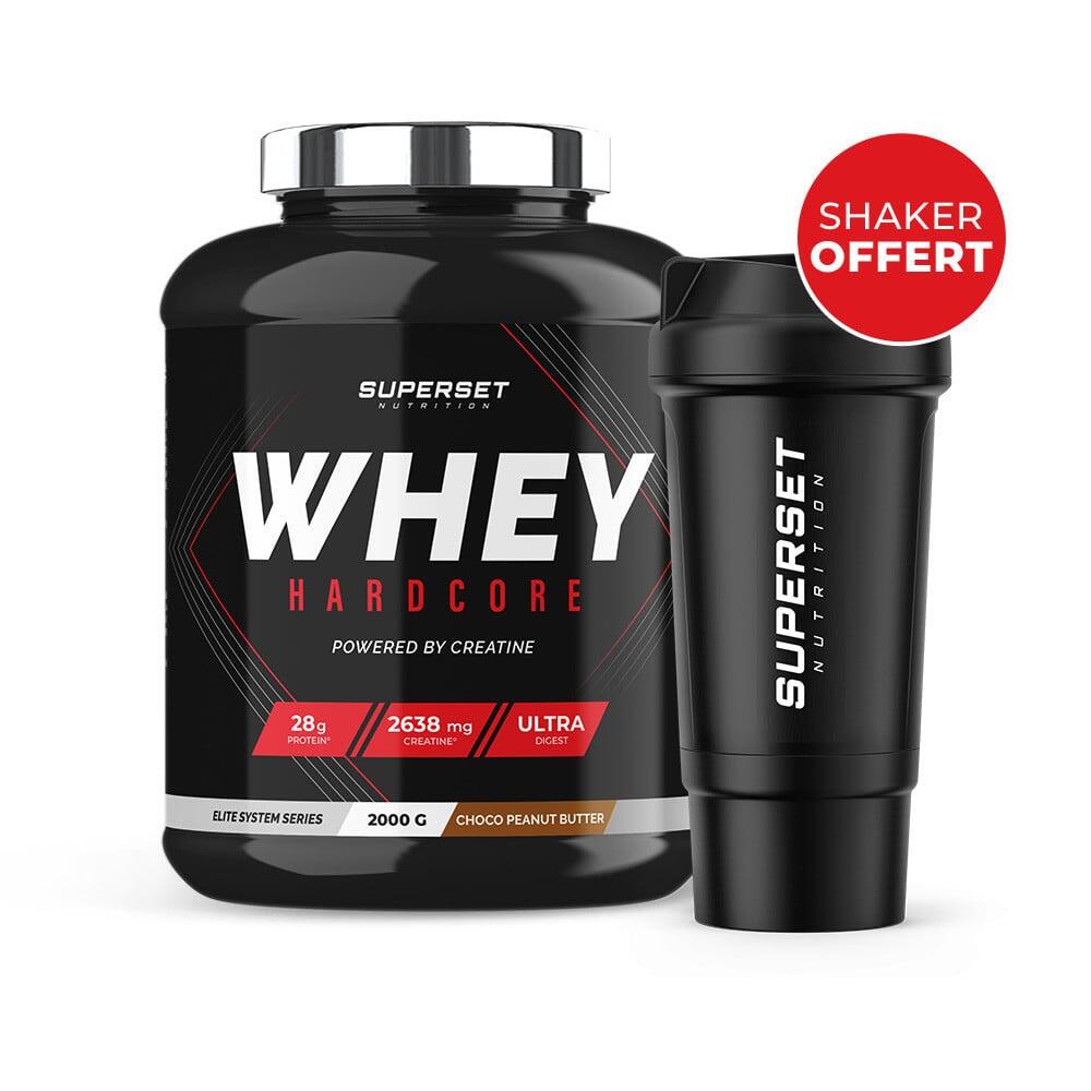 SUPERSET NUTRITION Bundle Mp - Whey Hardcore (2kg) Chocolade Pindakaas - Gratis Shaker