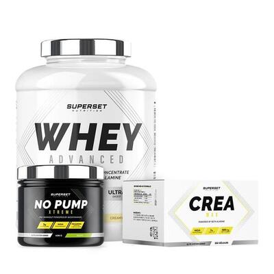 Bevestigd programma voor droge spieropbouw - wei-eiwit - creatine - pre-workout