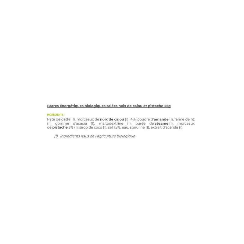Barres énergétiques | Barre Endurance Bio (25g) | Noix De Cajou Et Pistache