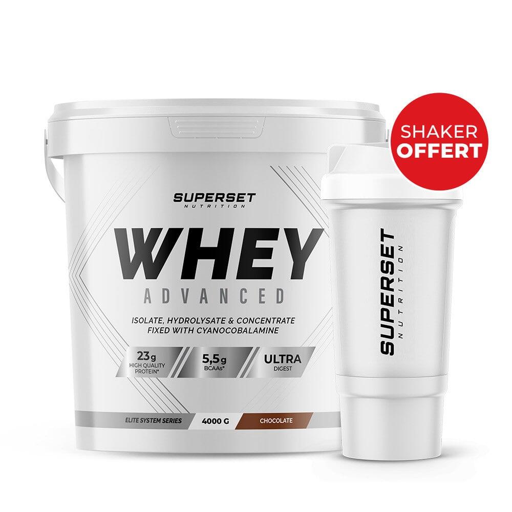 SUPERSET NUTRITION Wei-eiwit - 100% Whey Protein Advanced (4kg) Chocolade - Gratis Shaker