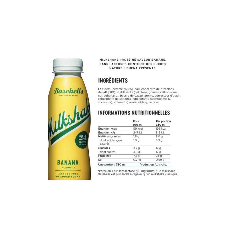 Boissons Protéinées | Barebells Milkshake (330 Ml) | Banane