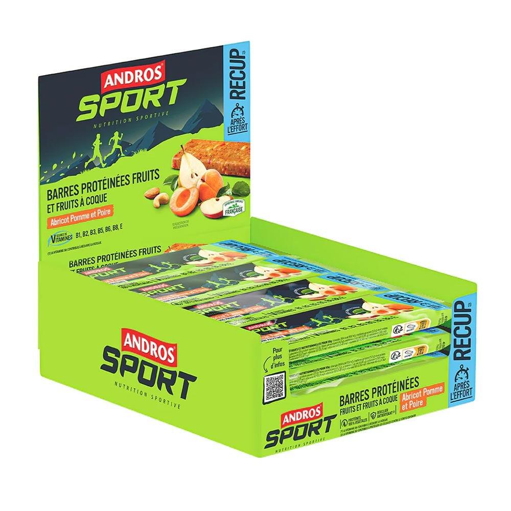Andros Sport - Barres Protéinées | Barres Protéinées (16x50g) | Pomme Poire Abricot - Barre Énergétique - Decathlon