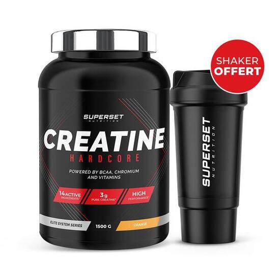 Créatine Hardcore (1,5kg) Orange - Shaker Offert