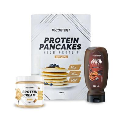 PETIT-DEJ-PACK - PANCAKES Natur - PROTEIN CREAM Cookies + ZERO SYRUP Karamell