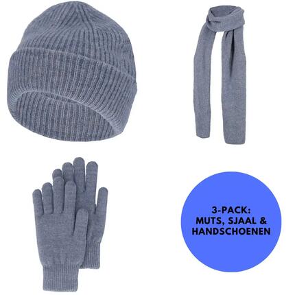 Winterset dames Handschoenen/Muts/Sjaal One Size Zwart