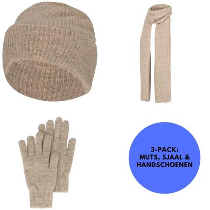 Winterset dames Handschoenen/Muts/Sjaal One Size Paars