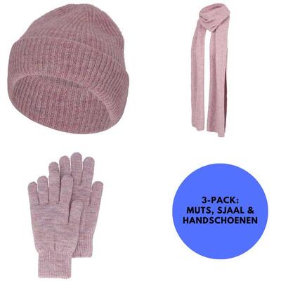 Heatkeeper - winterset dames - handschoenen/muts/sjaal paars