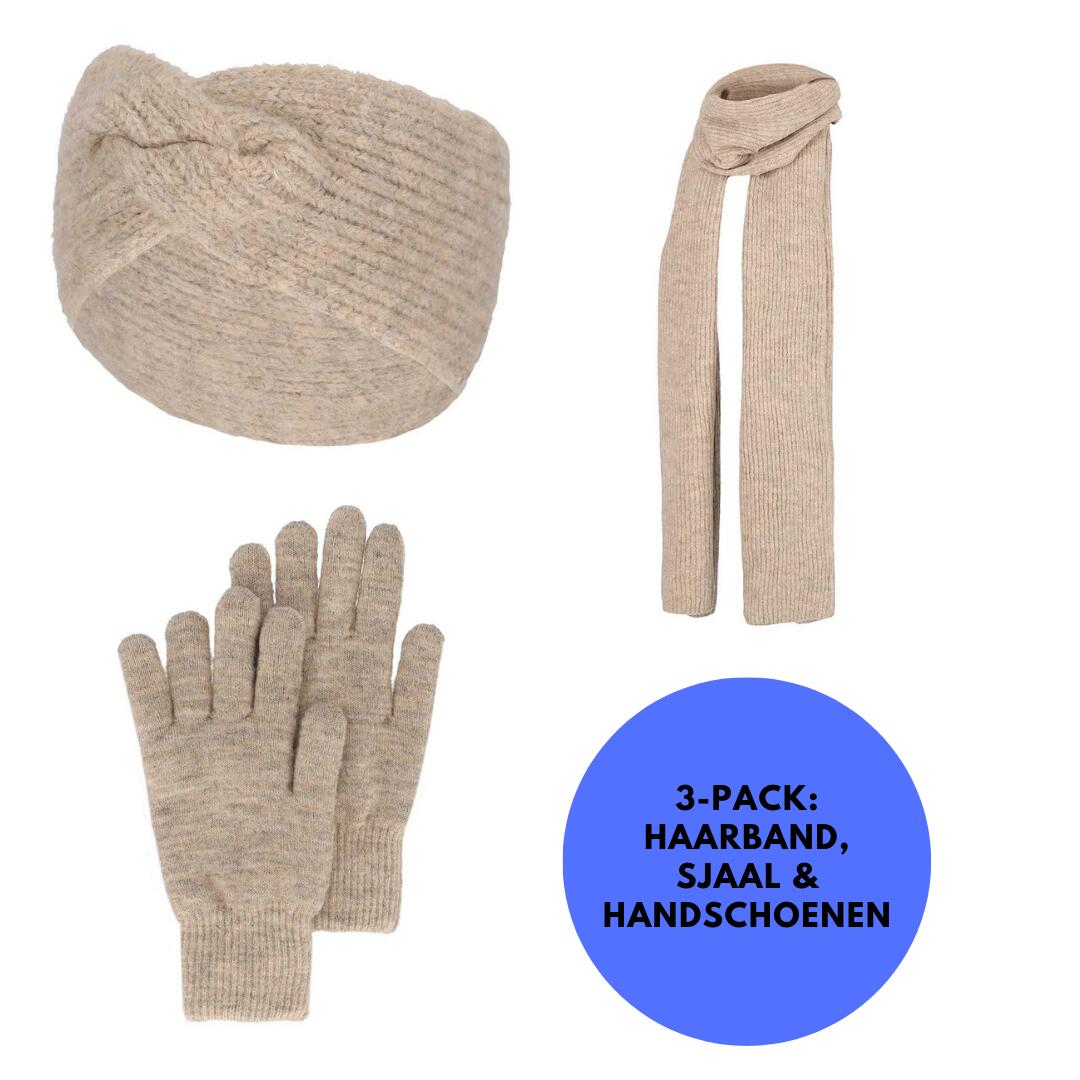Ensemble d'hiver pour femme : gants bandeau et écharpe marron moyen taille 6/7